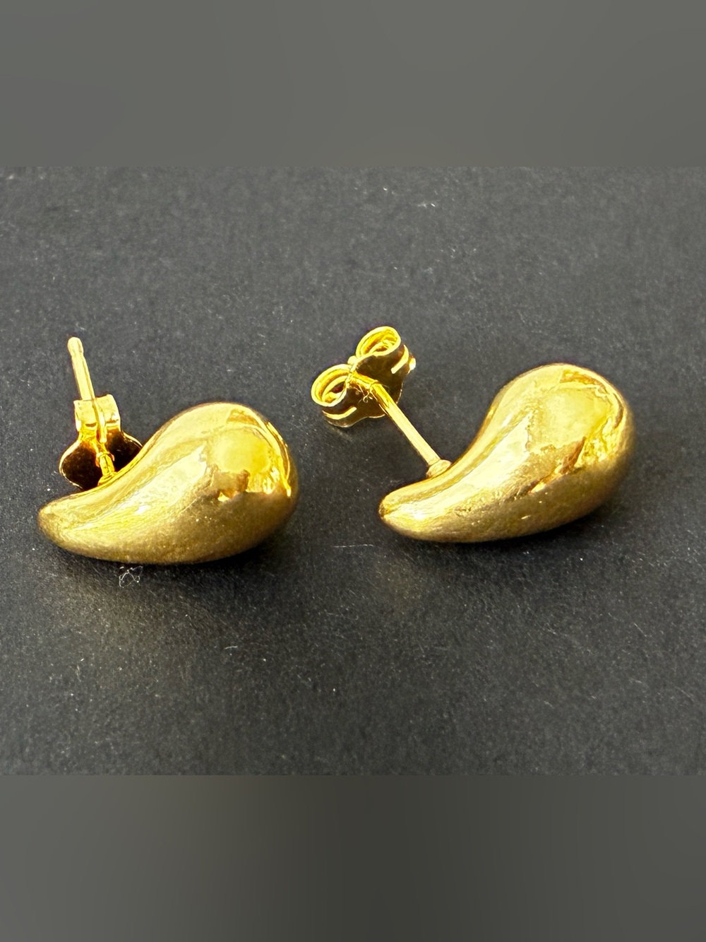 Gold Teardrop Stud Earrings - Sterling Silver 925